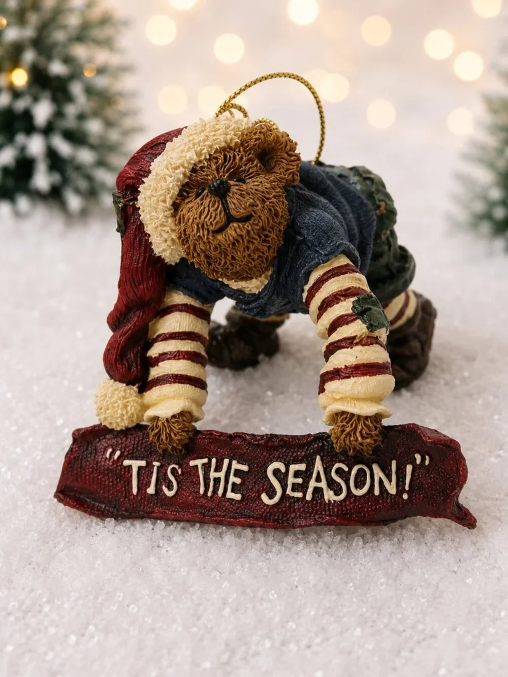 Boyds Bears Dangle Elfbearry Ornament 2003 Bearstone Collection Tis the Season